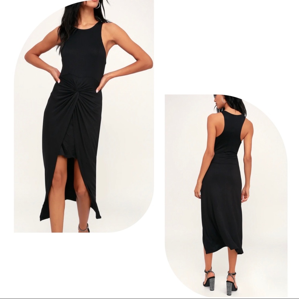 Lulus Liz Black Twist-Front High-Low Dress